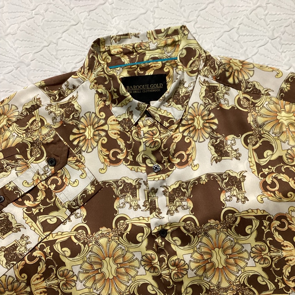 VTG Baroque Gold Button Up Shirt